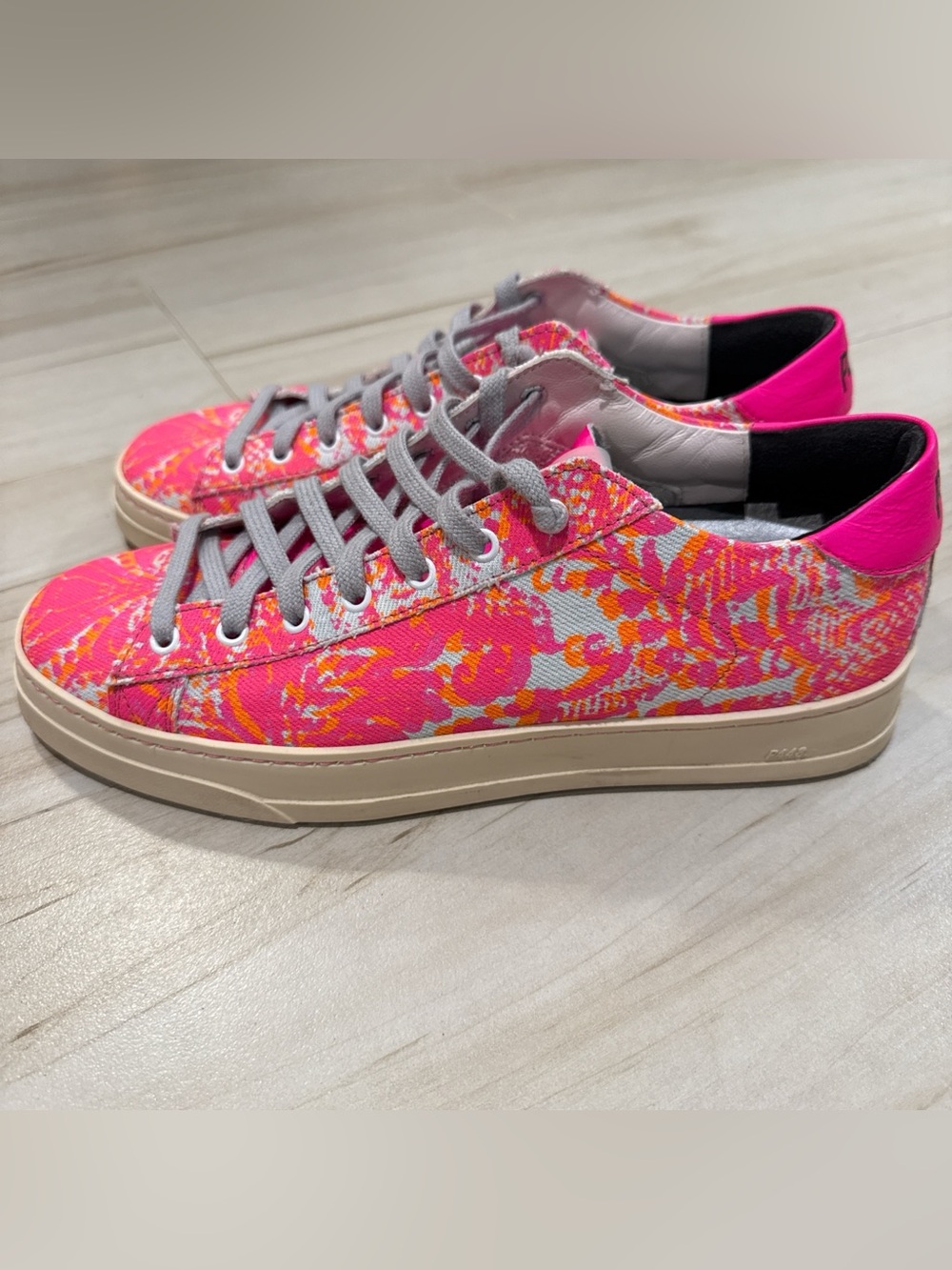 Neon Pink Denim Platform Sneakers Surf Chic Colorblock P448 Size 9.5